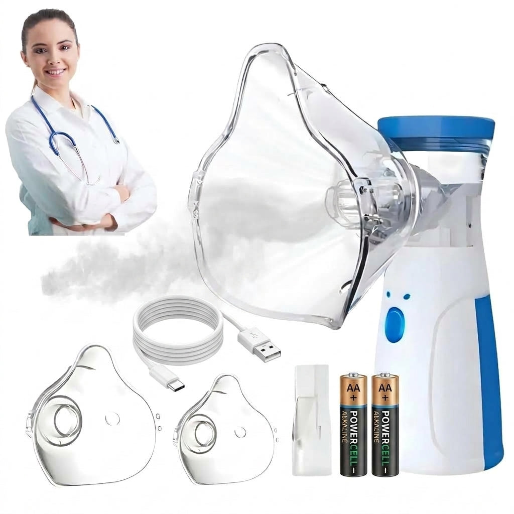 Nebulizer, Portable Mesh Nebulizer for Adults & Kids, Handheld Nebulizer with Low Noise, Fast Mist Therapy for Cough, Cold & Asthma, Portable Nebulizer for Home Use, Nebulizer, Mesh Inhalators (With Battery)