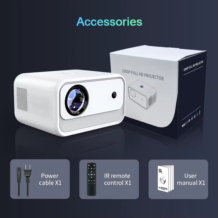 CY900 Smart Projector, Full HD 1080P, 4K Supported, Android 9, Electronic Focus, Auto Keystone, 300 ANSI Lumens, Dual WiFi, HDR Audio, Bluetooth, 58W Speaker, HDMI, USB, AV Port (White)