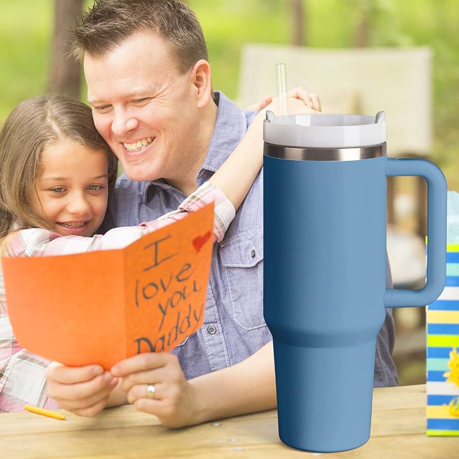 Tumbler with Handle and Straw Lid| Insulated Cup Reusable Stainless Steel Travel Mug Cup Holder Friendly | Gifts-Women,Men| Iced Coffee Hot and Cold Tea 1200ml