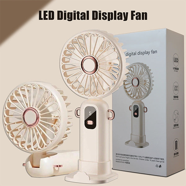 Handheld Fan, Mini Portable Fan USB Rechargeable, Small Pocket Fan 5 Speeds with Lanyard and Base, Built-in 1200mAh Battery USB Desk Fan Foldable for Office, Outdoor, Home, School