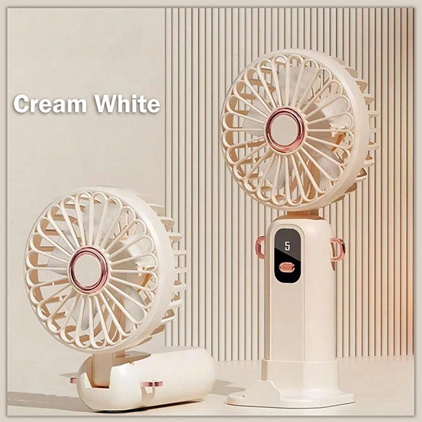 Handheld Fan, Mini Portable Fan USB Rechargeable, Small Pocket Fan 5 Speeds with Lanyard and Base, Built-in 1200mAh Battery USB Desk Fan Foldable for Office, Outdoor, Home, School