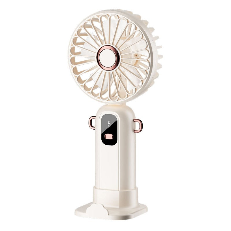 Handheld Fan, Mini Portable Fan USB Rechargeable, Small Pocket Fan 5 Speeds with Lanyard and Base, Built-in 1200mAh Battery USB Desk Fan Foldable for Office, Outdoor, Home, School