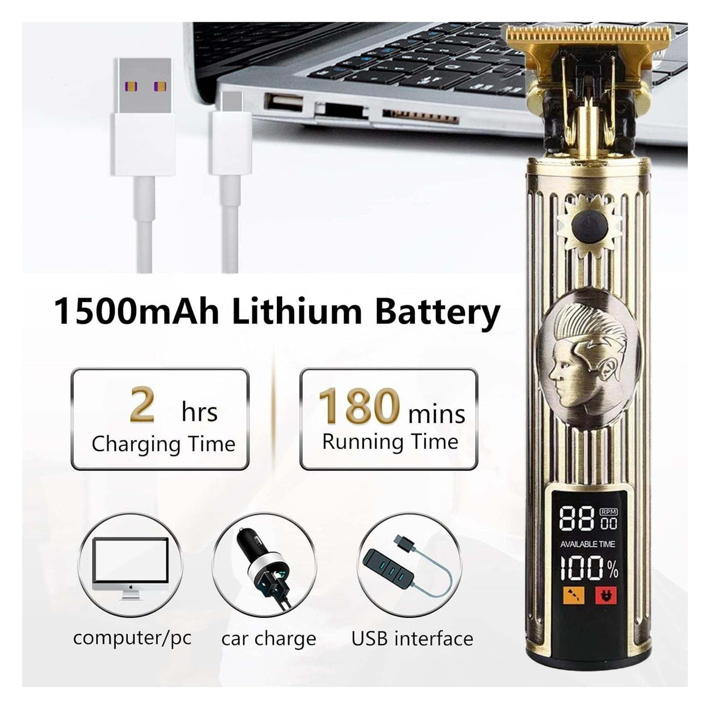 DALING DL-1676 Professional Hair Clipper, Electric Beard Trimmer Mens Hair Clippers Cordless with LCD Screen Sharp Titanium Precision Trimmer Haircut for Families and Barber