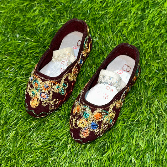 Barbee Collection Baby Girl Shoes Mehroon