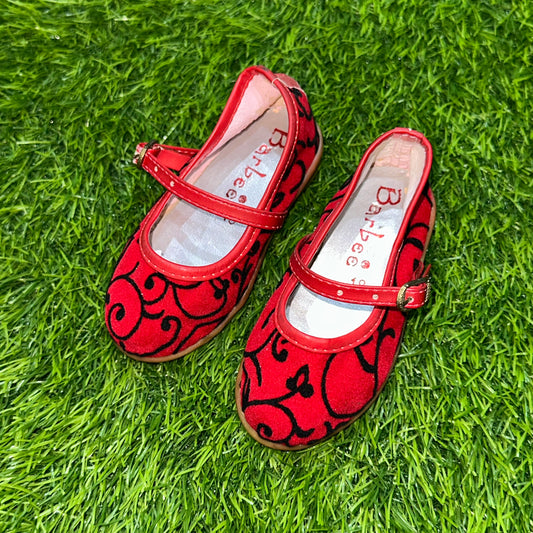 Barbee Collection Baby Girl Shoes Red