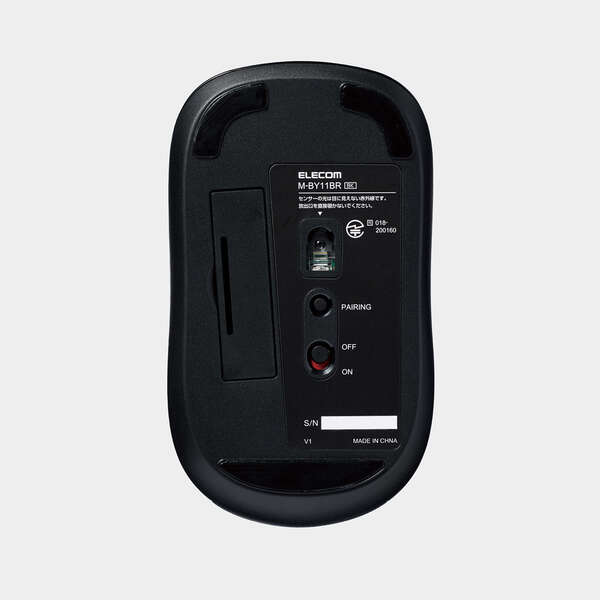 Elecom M-BY11BRSKBK Wireless Mouse, Bluetooth Mouse, Silent, 3 Buttons, Antibacterial, Black