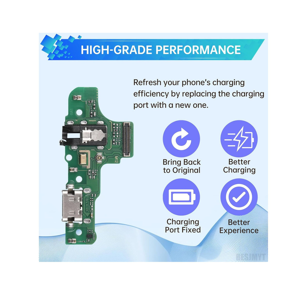 for Samsung Galaxy A20s Charging Port Replacement USB Charger Dock Type-C Connector Flex Cable Board with Microphone Jack Headphone Mic Port Repair Fix for SM-A207F