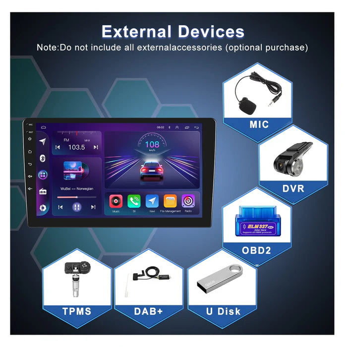IPS 2.5D 9''Android 13 Car Radio Stereo, 8-core, 6+128GB, with Apple CarPlay & Android Auto&Mirror Link, Support Rear View Camera & Dash Cam Input&Steering Wheel Control