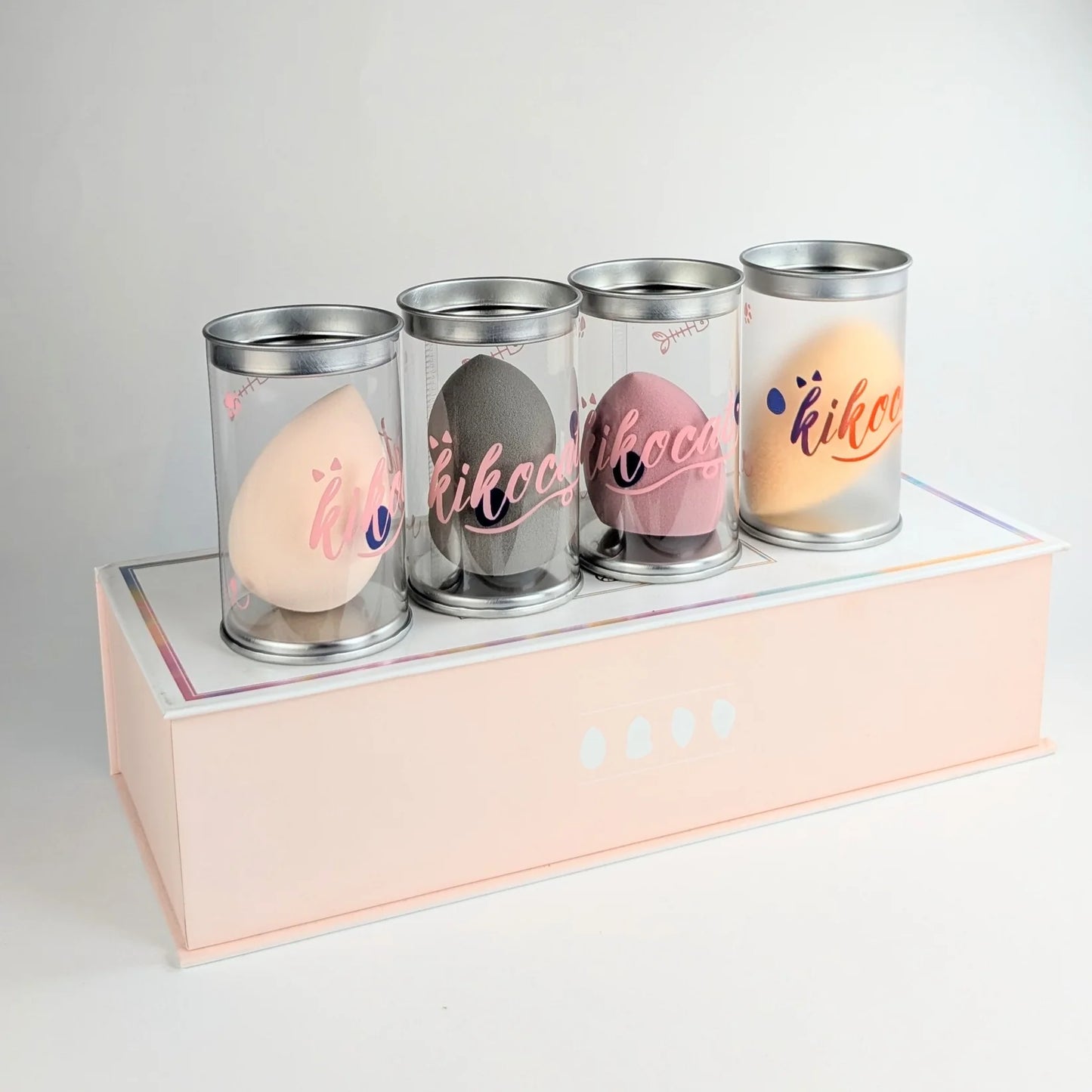 Gift Packing Luxury Velvet Makeup Puff 4 Pcs Set – FREE 2 Eyeshadows | Premium Packaging 🎀
