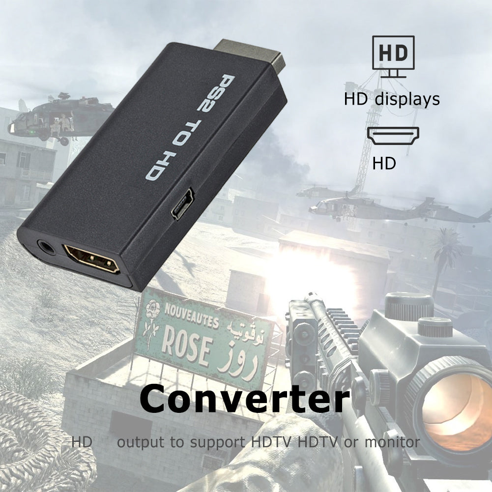 ForPS2 to HDMI-compatible Converter Audio Full HD Video Adapter 480i/480p/576i with 3.5mm Audio Output for All PS2 Display Modes