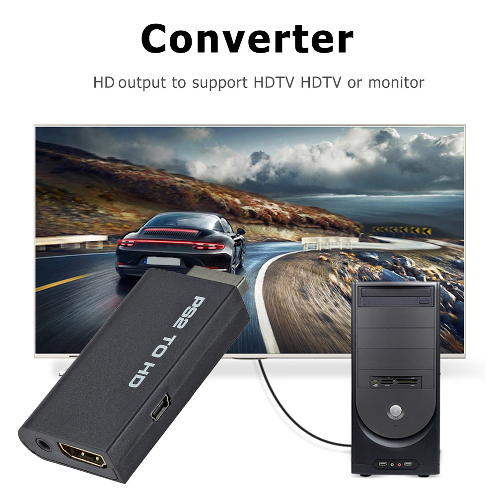 ForPS2 to HDMI-compatible Converter Audio Full HD Video Adapter 480i/480p/576i with 3.5mm Audio Output for All PS2 Display Modes