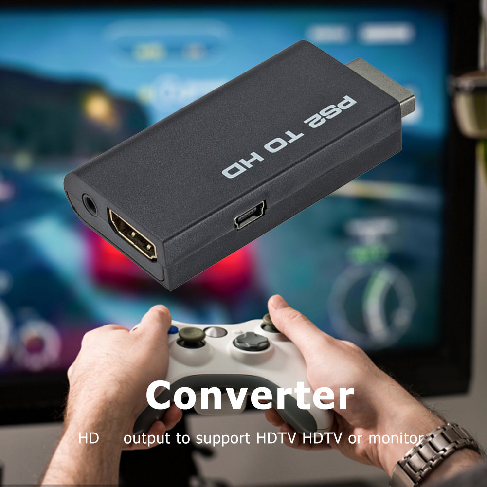 ForPS2 to HDMI-compatible Converter Audio Full HD Video Adapter 480i/480p/576i with 3.5mm Audio Output for All PS2 Display Modes