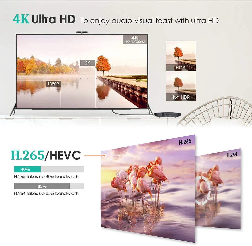 صندوق تلفزيون X88 PRO بذاكرة وصول عشوائي 2 جيجابايت وذاكرة قراءة فقط 16 جيجابايت ومعالج RK3318 رباعي النواة 64 بت ونظام تشغيل أندرويد 9.0 ومعالج Cortex-A53 ثنائي واي فاي بتردد 2.4 جيجاهرتز/5 جيجاهرتز ومشغل وسائط فيديو ثلاثي الأبعاد بدقة 4K