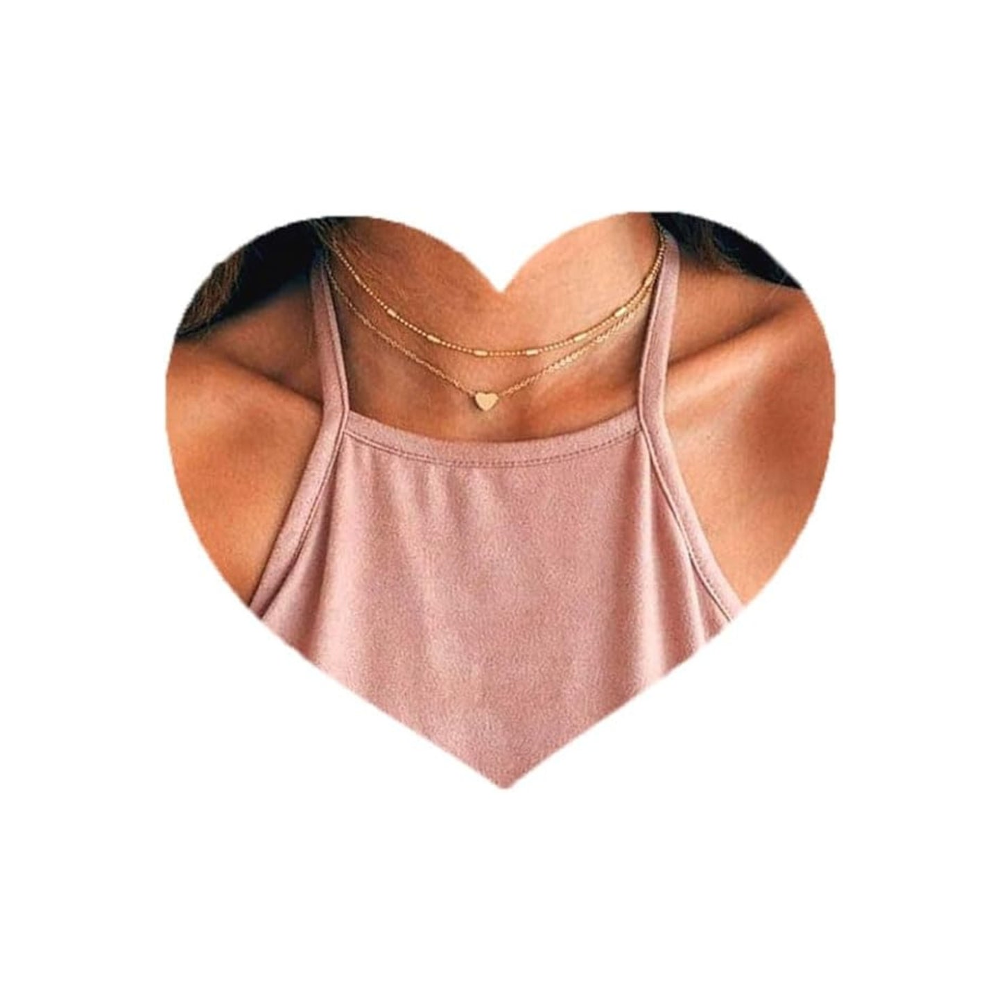 قلادة Aluinn Love Heart Choker متعددة الطبقات مع قلادة Golc من الخرز البسيط وسلسلة بسيطة للنساء