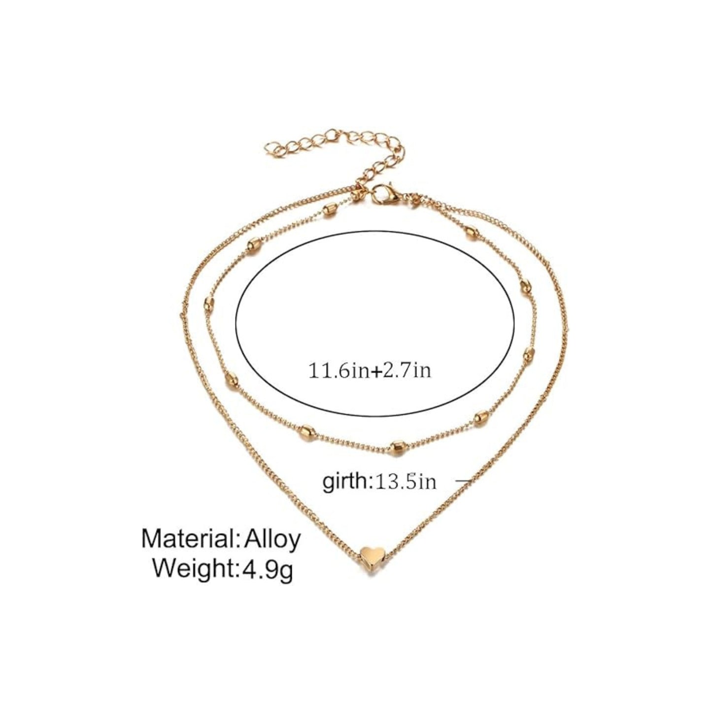 قلادة Aluinn Love Heart Choker متعددة الطبقات مع قلادة Golc من الخرز البسيط وسلسلة بسيطة للنساء