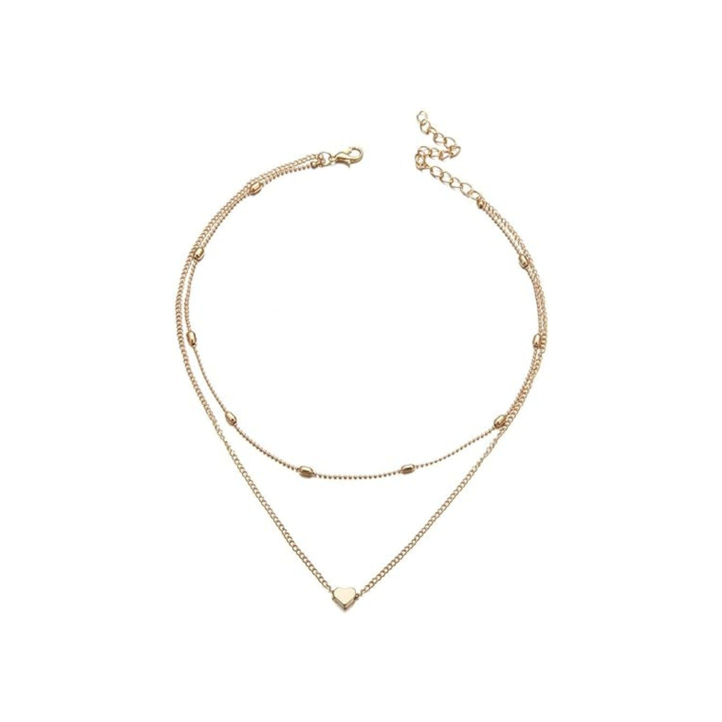 قلادة Aluinn Love Heart Choker متعددة الطبقات مع قلادة Golc من الخرز البسيط وسلسلة بسيطة للنساء