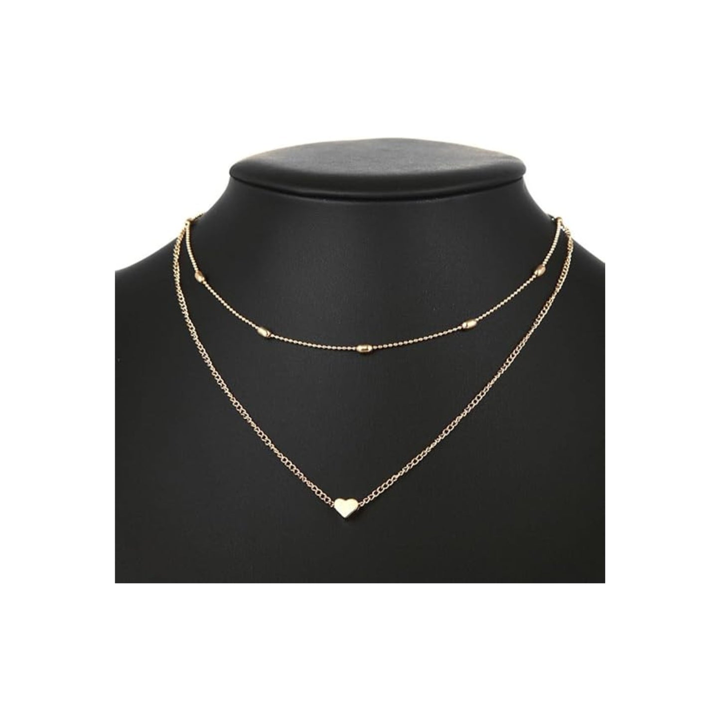 قلادة Aluinn Love Heart Choker متعددة الطبقات مع قلادة Golc من الخرز البسيط وسلسلة بسيطة للنساء
