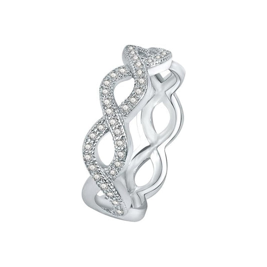 AOEDEJ Infinity Design Eternity Style 925 Sterling Silver CZ Engagement Band Ring