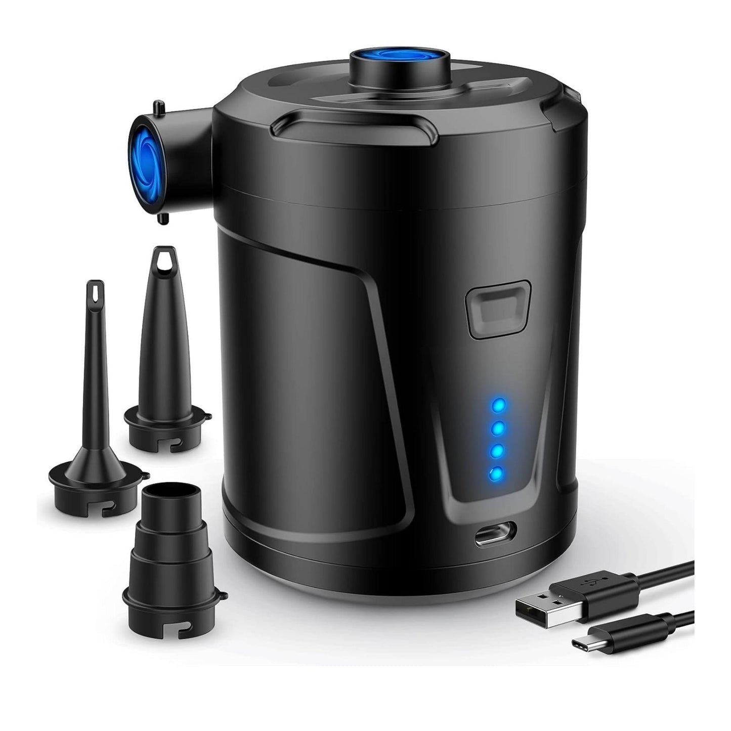 SUPPOU Electric Air Pump, 5200mAh Portable Air Pump with Fast Inflating/Deflating, Rechargeable Electric Pump with 4 Nozzles for Kids Paddling Pool, Swimming Pool, Airbed, Inflatable Boat