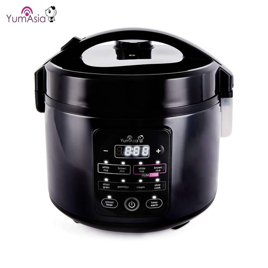 طباخ أرز يام آسيا كومو يام كارب مع وعاء سيراميك ومنطق ضبابي متقدم (5.5 كوب، 1 لتر)، 5 وظائف لطهي الأرز، 3 وظائف طهي متعددة، 220-240 فولت أوروبي
