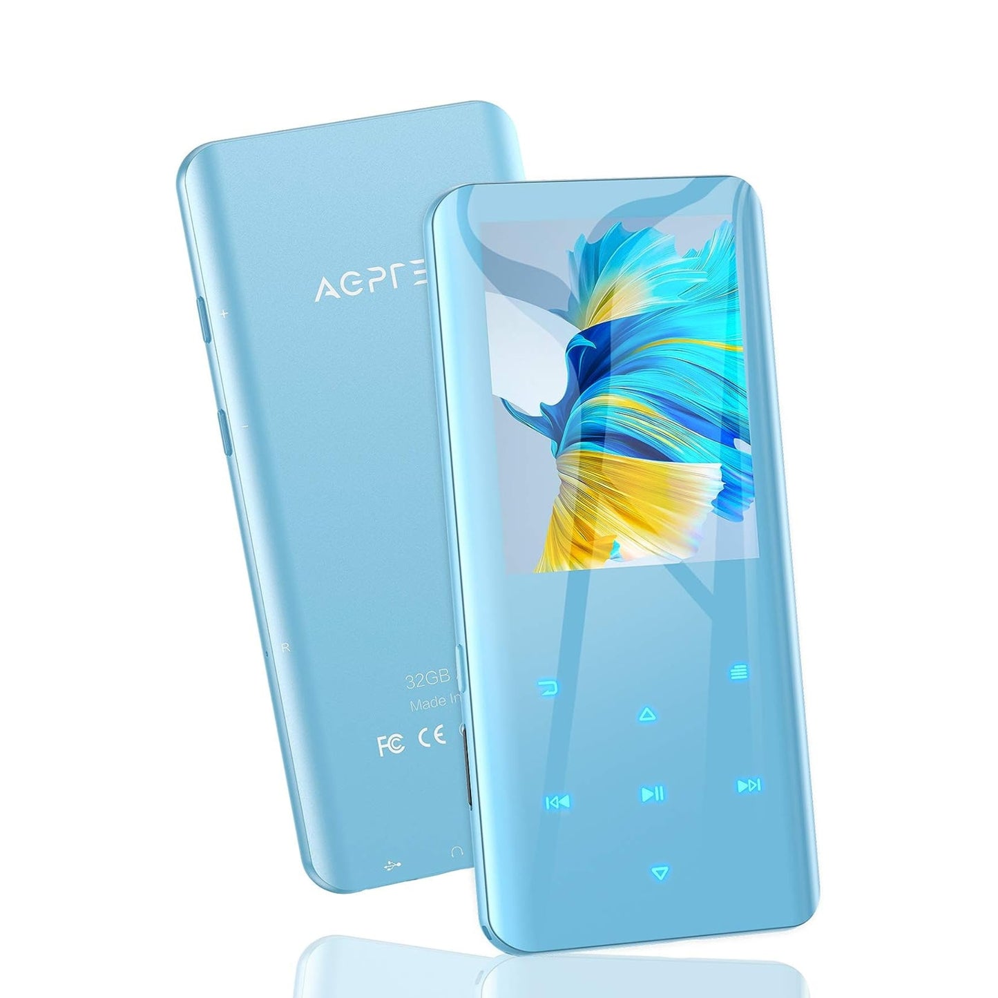 MP3 Player with Bluetooth 5.3, AGPTEK A19X 2.4" Curved Screen Portable Music Player with Speaker Lossless Sound with FM Radio, Voice Recorder, Built in 32GB, Supports up to 128GB