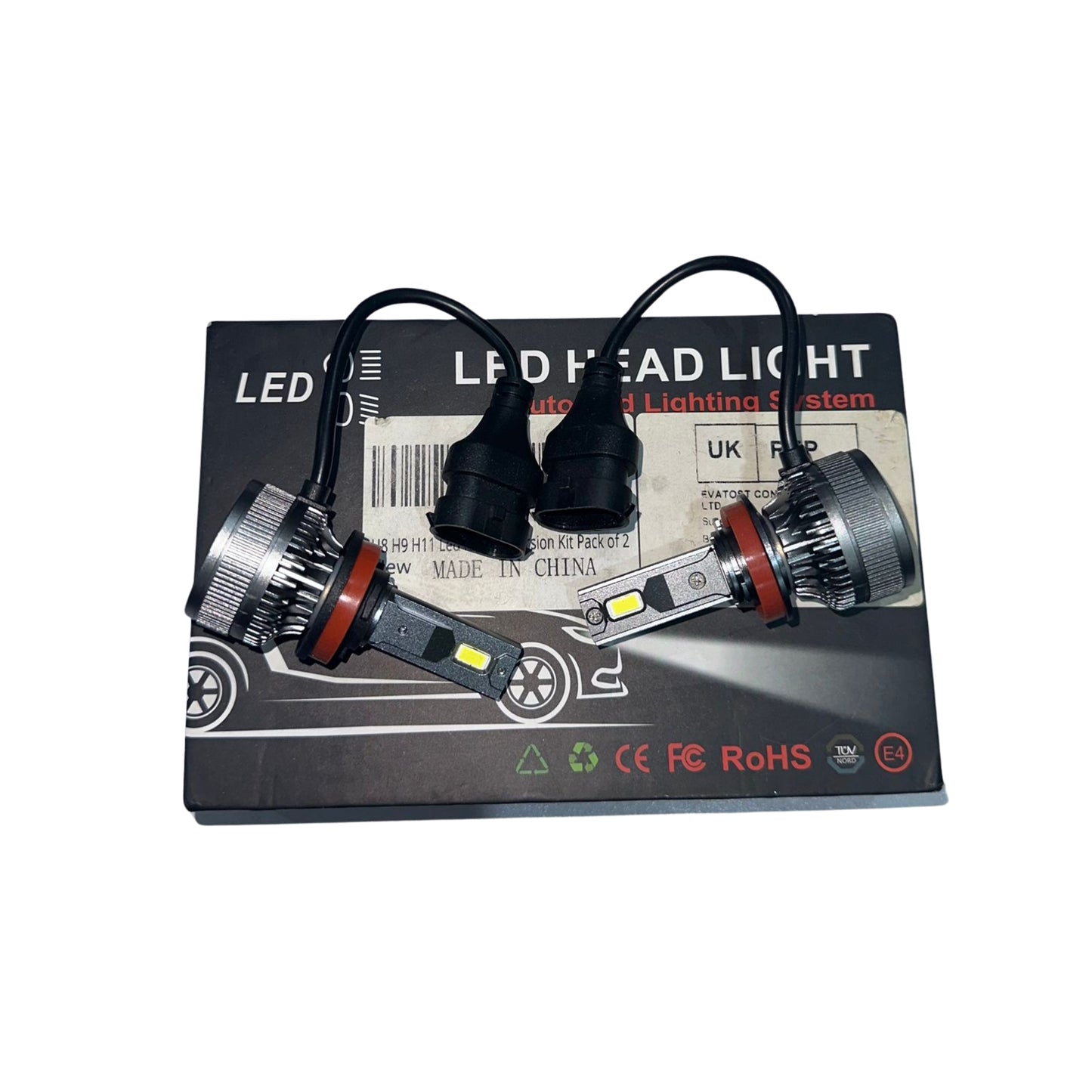 لمبات المصابيح الأمامية LED H11، لمبات LED H8 H9 16000 لومن 6000 كلفن أبيض سطوع 500% بدون مروحة مقاومة للماء، مجموعة تحويل صغيرة الحجم قابلة للتوصيل والتشغيل، بديلة هالوجين، عبوة من قطعتين