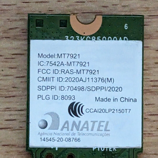 بطاقة واي فاي HP Wi-Fi 6 MediaTek MT7921 NGFF M.2 واي فاي ثنائي النطاق بلوتوث 5.2