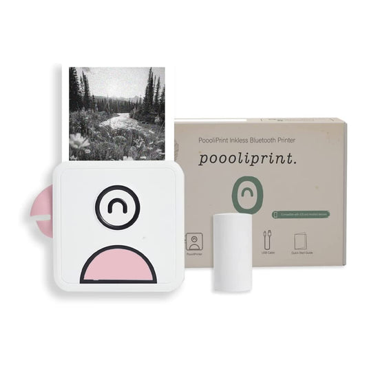 طابعة Poooliprint L1 الحرارية المحمولة بدون حبر - هاتف صغير مزود بتقنية البلوتوث، طابعة Poooli الحرارية لنظامي التشغيل iOS وAndroid، تطبع صورًا لاصقة، وملصقات، وملاحظات، وقوائم للمجلات، باللون الوردي