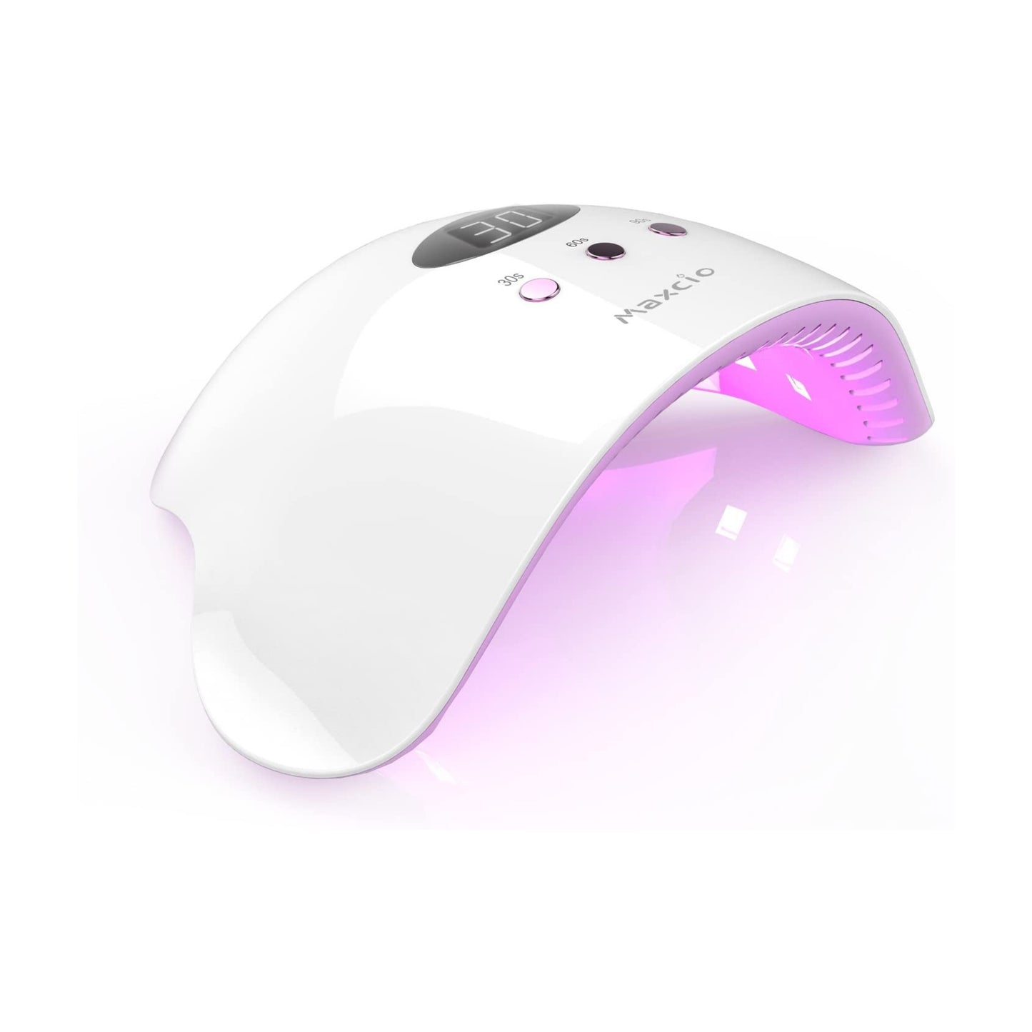 مجفف أظافر Maxcio UV LED لطلاء الجل مع مؤقت 30/60/90 ثانية، شاشة LCD، قاعدة قابلة للإزالة، مصدر طاقة USB ومستشعر ذكي (24 واط)