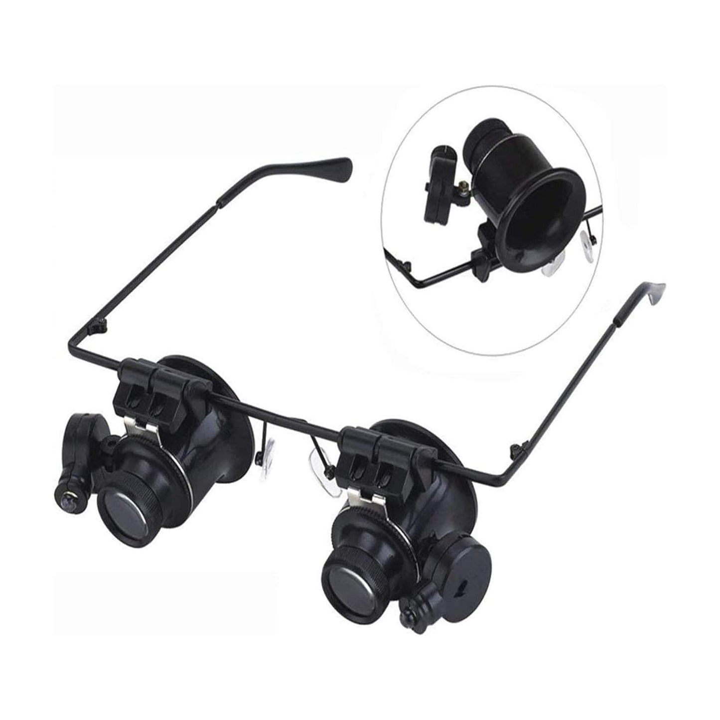 Head MountLighted Magnifying Glasses, Head Mounted 20X Magnifying Glass with LED Light HD Lens for Book Reading, Jewelry Identification, Watch, DIY Crafts Engraving and Repair, Black Vision Aid for Ho