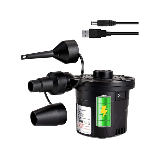 Electric Air Pump, Quick-Fill USB Rechargeable Electric Pumps for Airbed Mattress Paddling Swimming Pools Inflated Toy, Portable & Lightweight Inflator/Delator with 3 Nozzles AC100-240V & DC12V/60W