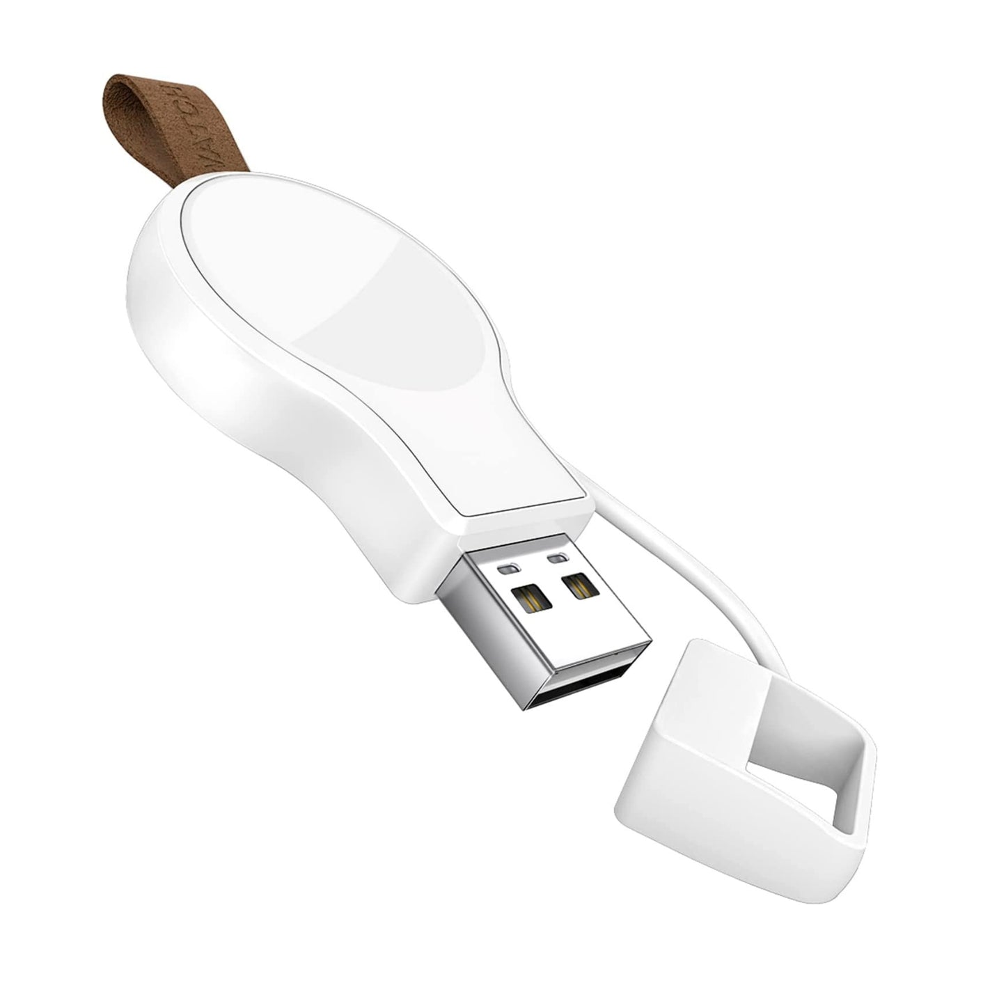 شاحن NEWDERY لساعة Apple Watch المحمولة بمنفذ USB لاسلكي، شاحن سفر لاسلكي مع شحن سريع مغناطيسي خفيف الوزن لساعة Apple Watch Ultra Series 8 7 SE 6 5 4 3 2 1، أبيض