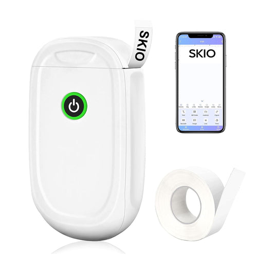 SKIO Label Maker Machine with Tape, L11 Portable Bluetooth Mini Label Printer for Labeling-no Ink Handheld Small Labeler Machine with Phone App, Fonts, Designs,Symbols,Barcode,for Organizing,Storage