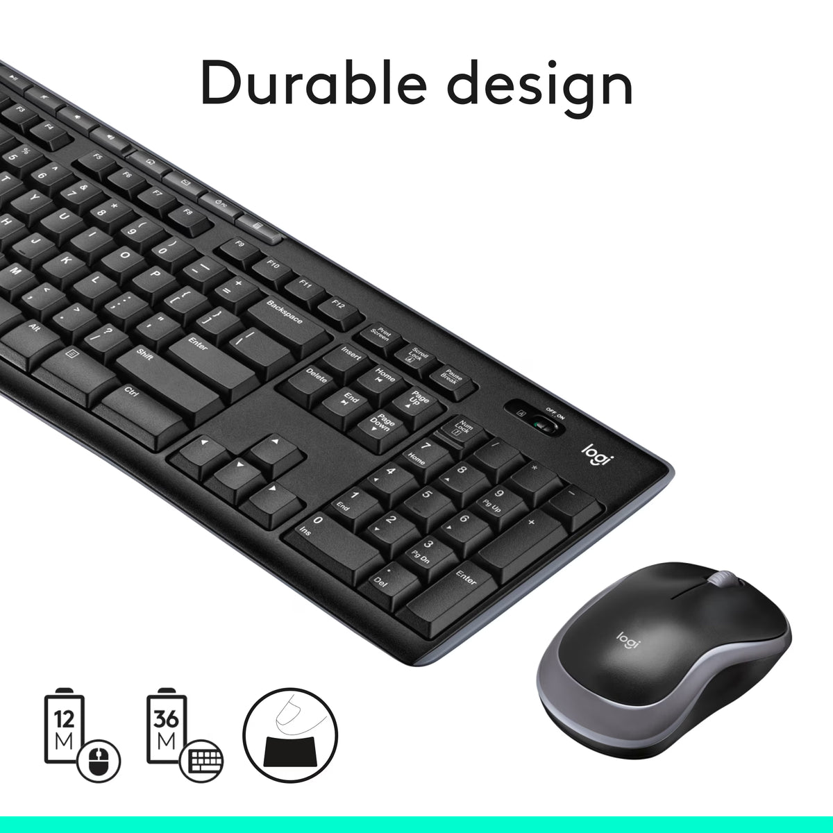 Logitech K270 Wireless Keyboard with RF Wireless Connectivity, USB Receiver Interface, Full-Size Layout, Durable Design, Plug-and-Play Setup, Compatible with Windows PC, Desktop Computer, Laptop – Black
