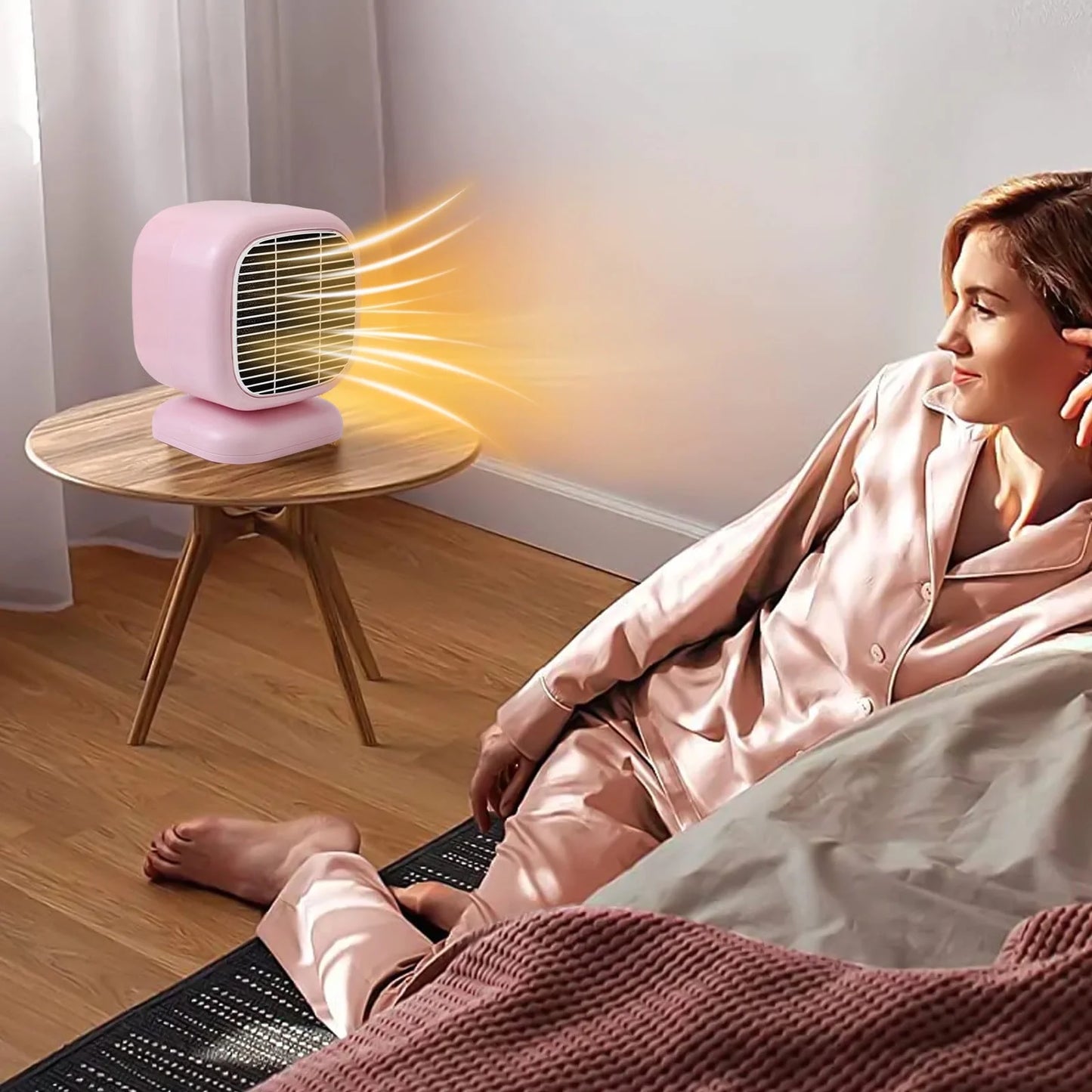 800W Small Space Heater, Portable Heater - Small Portable Heater | Fan Heater, Safe Desktop Space Heater, Adjustable Electric Heater for Bedroom