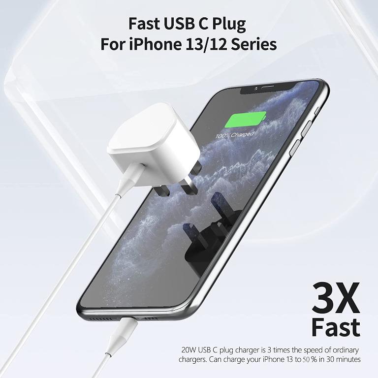 AXIULOO 20W USB C Fast Charger Plug for iPhone 14/14 Mini 14 Pro 14 Pro Max 13/13 Mini/13 Pro/13 Pro Max 12/12 Mini/12 Pro/12 Pro Max 11 SE 2020, iPad Pro, AirPods Pro, USBC PD 3.0 Mains UK Type C Wall Charging Power Adapter