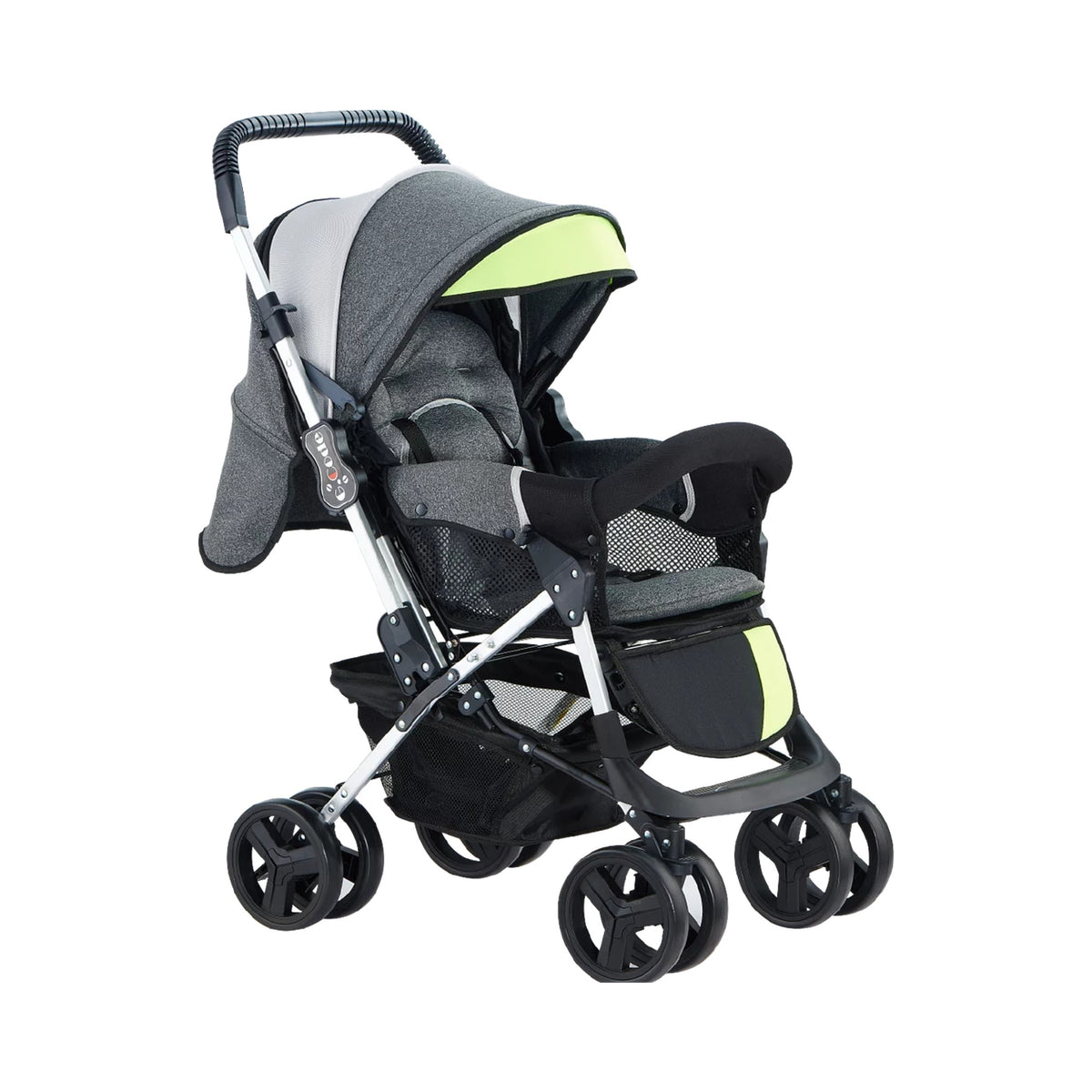 C-Max 9-Series Baby Stroller & Pram – Foldable Pushchair with Sun Canopy, Reclining Seat & Storage Basket for Newborns & Toddlers | Pink, Green, Yellow