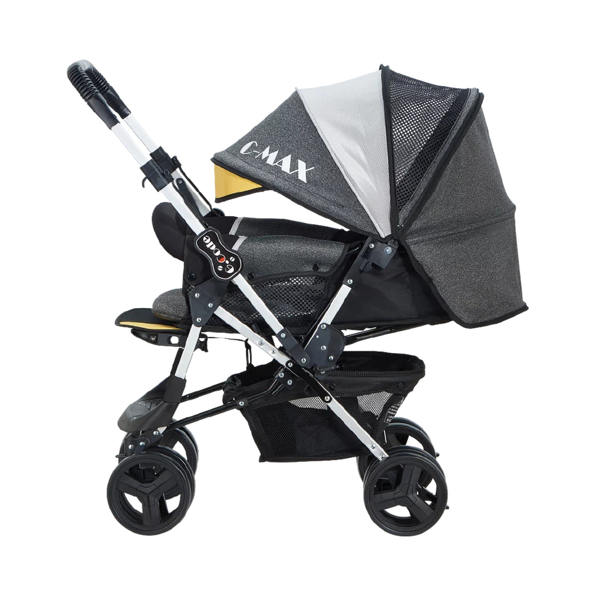 C-Max 9-Series Baby Stroller & Pram – Foldable Pushchair with Sun Canopy, Reclining Seat & Storage Basket for Newborns & Toddlers | Pink, Green, Yellow
