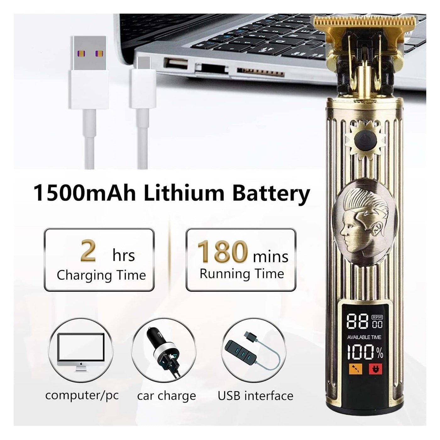 DALING DL - 1676 Professional Hair Clipper, Electric Beard Trimmer Mens Hair Clippers Cordless with LCD Screen Sharp Titanium Precision Trimmer Haircut for Families and Barber - Gulybaba - Genuine products online Marketplace in Pakistan