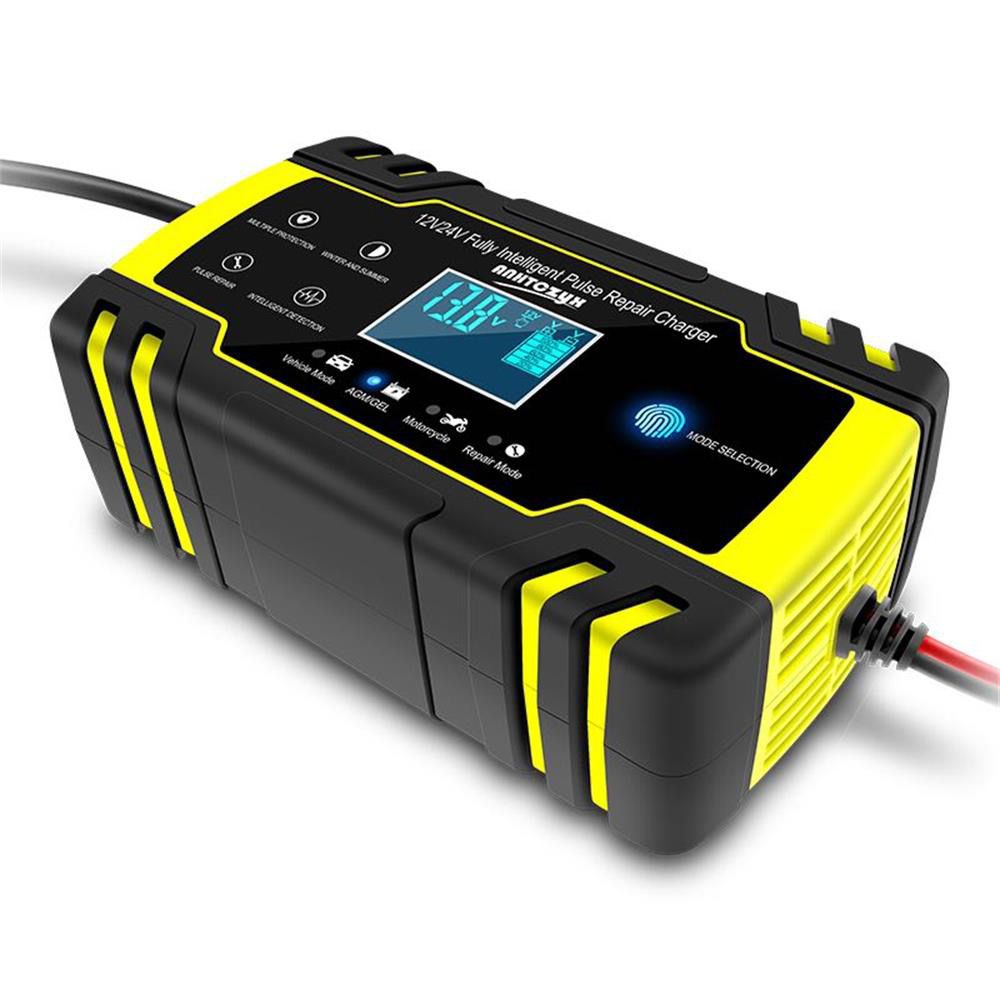 Pulse Repair 12V-24V 8A Full Automatic Car Battery Charger Wet Dry Lead Acid Battery-chargers Digital LCD Display