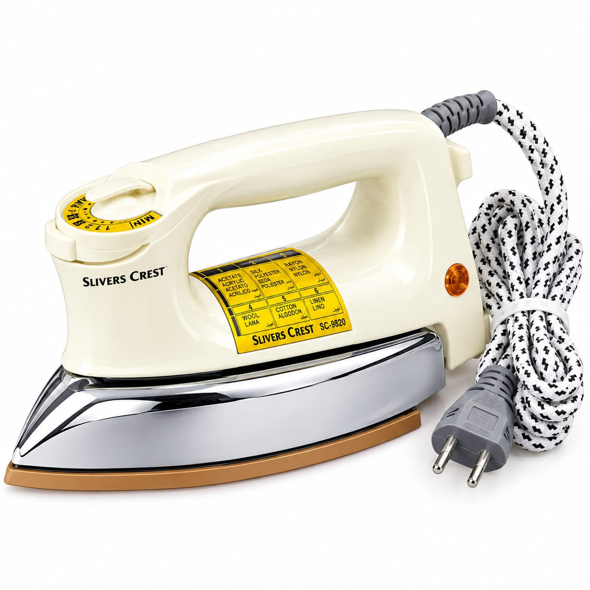 Slivers Criest Electric Dry Iron SC-9820 – 1200W Heavy Weight Iron with Non-Stick Ceramic Soleplate, Fast Heating, Adjustable Temperature Control, Dry Iron for Clothes – 2.0kg