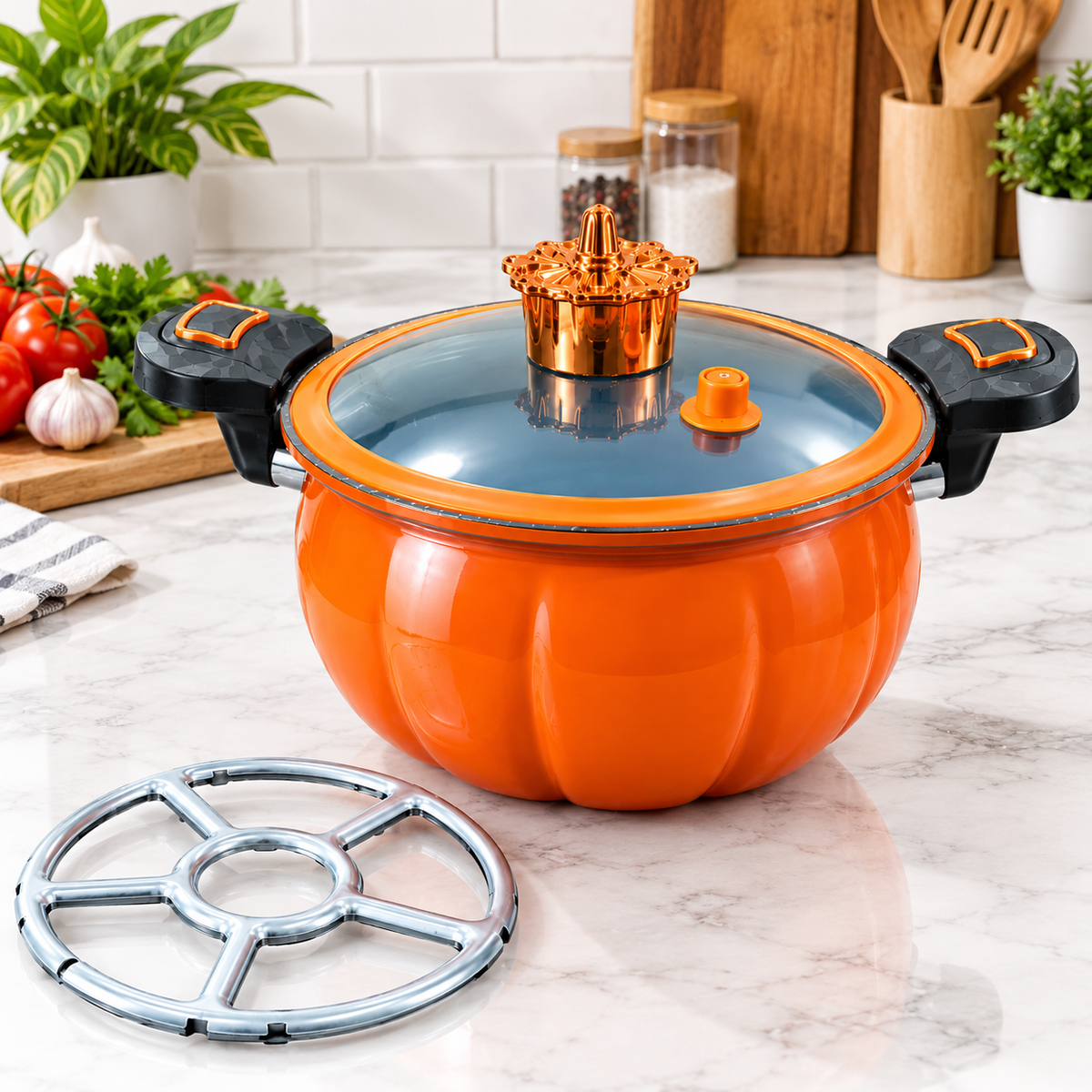 Micro Pressure Cooker, Plumpy Non stick Micro Pressure Pot, 3L Large Capacity Universal Multifunctional Micro Pressure Soup Pot with Glass Lid, Cooking Pot for Gas Stove (28cm)