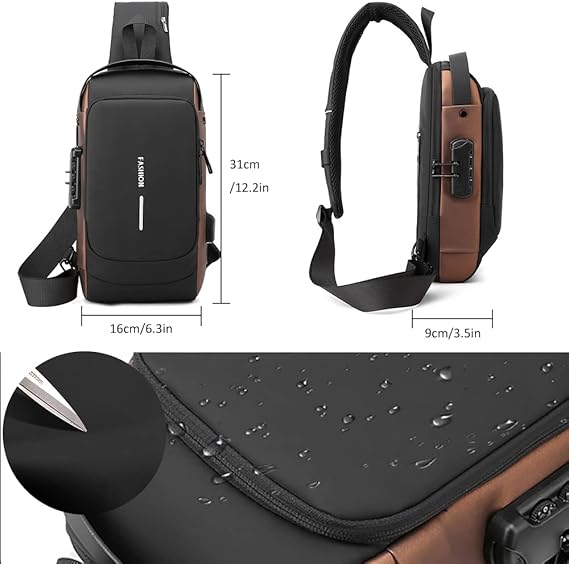 Men's Chest Bag Anti - theft Password Lock Bag Fashion Shoulder - Slung Chest Bag Usb Charging Chest Cross Bag Leisure Travel Shoulder Bag Casual Sports Shoulder Bag - Gulybaba - Genuine products online Marketplace in Pakistan