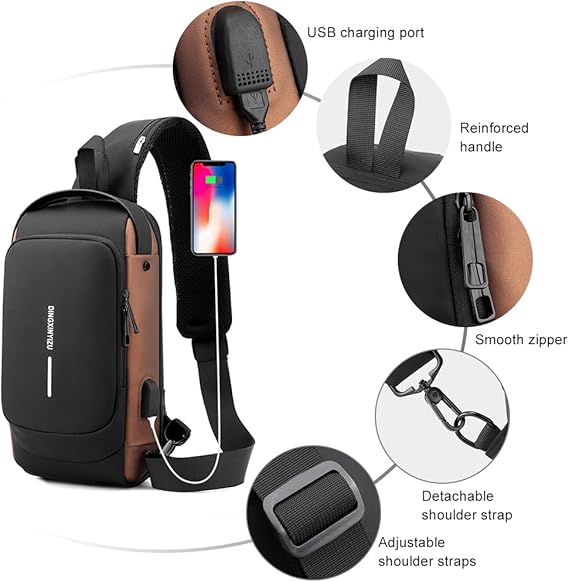 Men's Chest Bag Anti - theft Password Lock Bag Fashion Shoulder - Slung Chest Bag Usb Charging Chest Cross Bag Leisure Travel Shoulder Bag Casual Sports Shoulder Bag - Gulybaba - Genuine products online Marketplace in Pakistan