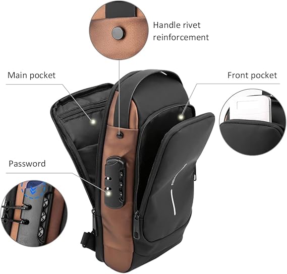 Men's Chest Bag Anti - theft Password Lock Bag Fashion Shoulder - Slung Chest Bag Usb Charging Chest Cross Bag Leisure Travel Shoulder Bag Casual Sports Shoulder Bag - Gulybaba - Genuine products online Marketplace in Pakistan