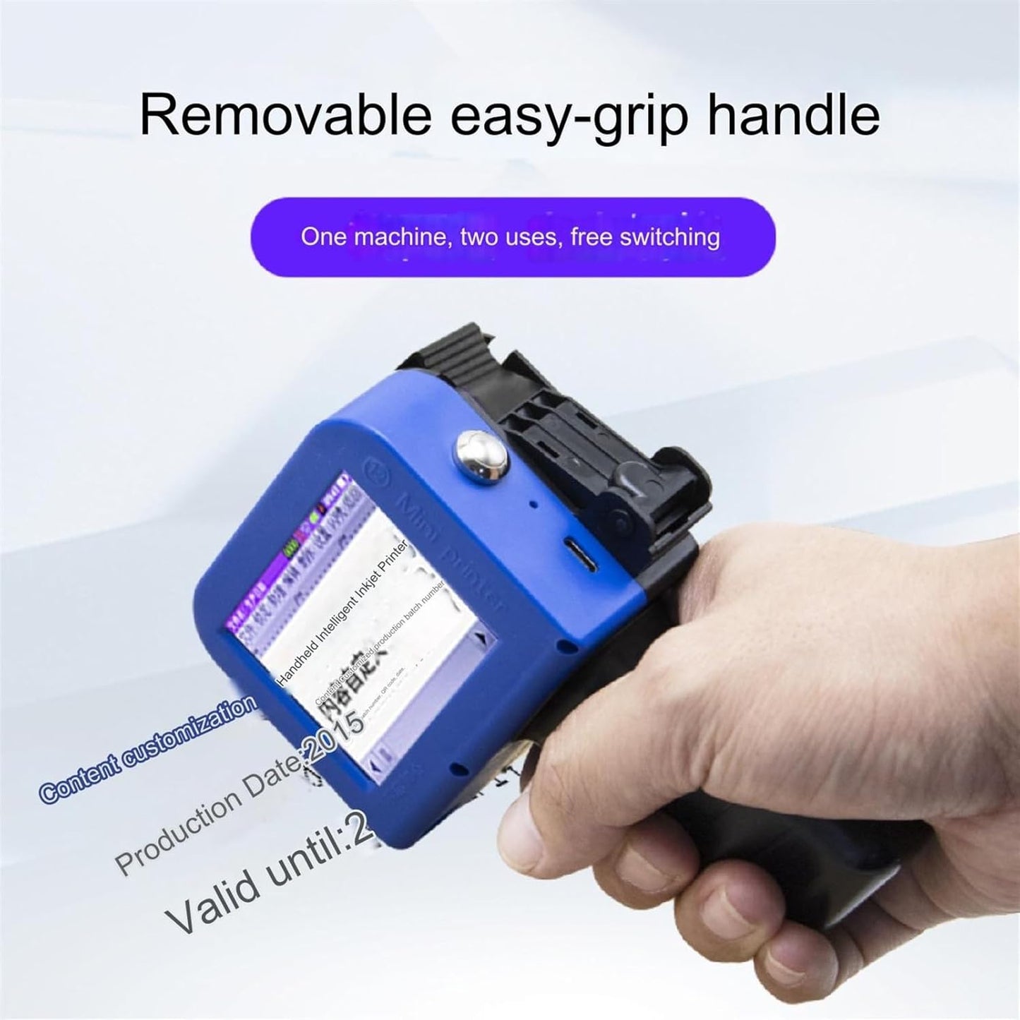 Mini Handheld Inkjet Printer, Handheld Printer Portable ,Drying Solvent Ink Handheld Inkjet Printer for Date/Batch/QRcode/Barcode Handheld Printer for Any Surface - Gulybaba - Genuine products online Marketplace in Pakistan