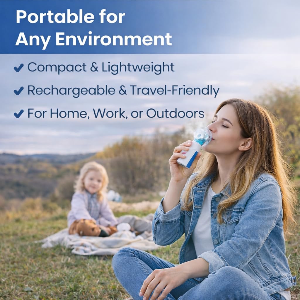 Nebulizer, Portable Mesh Nebulizer for Adults & Kids, Handheld Nebulizer with Low Noise, Fast Mist Therapy for Cough, Cold & Asthma, Portable Nebulizer for Home Use, Nebulizer, Mesh Inhalators - Gulybaba - Genuine products online Marketplace in Pakistan