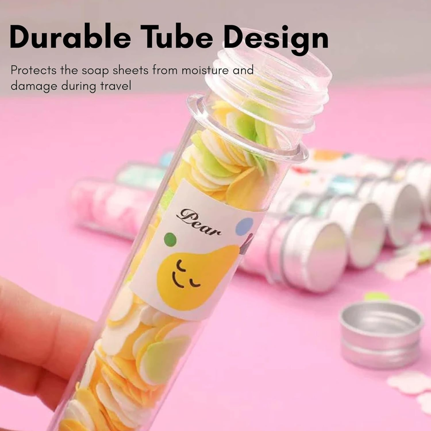 Hugs and Hurts Paper Soap Tube Mixed Fragrances Pack of 3 Disposable Mini Soap Petals in Compact Tubes for Hand Wash Personal Hygiene (3)