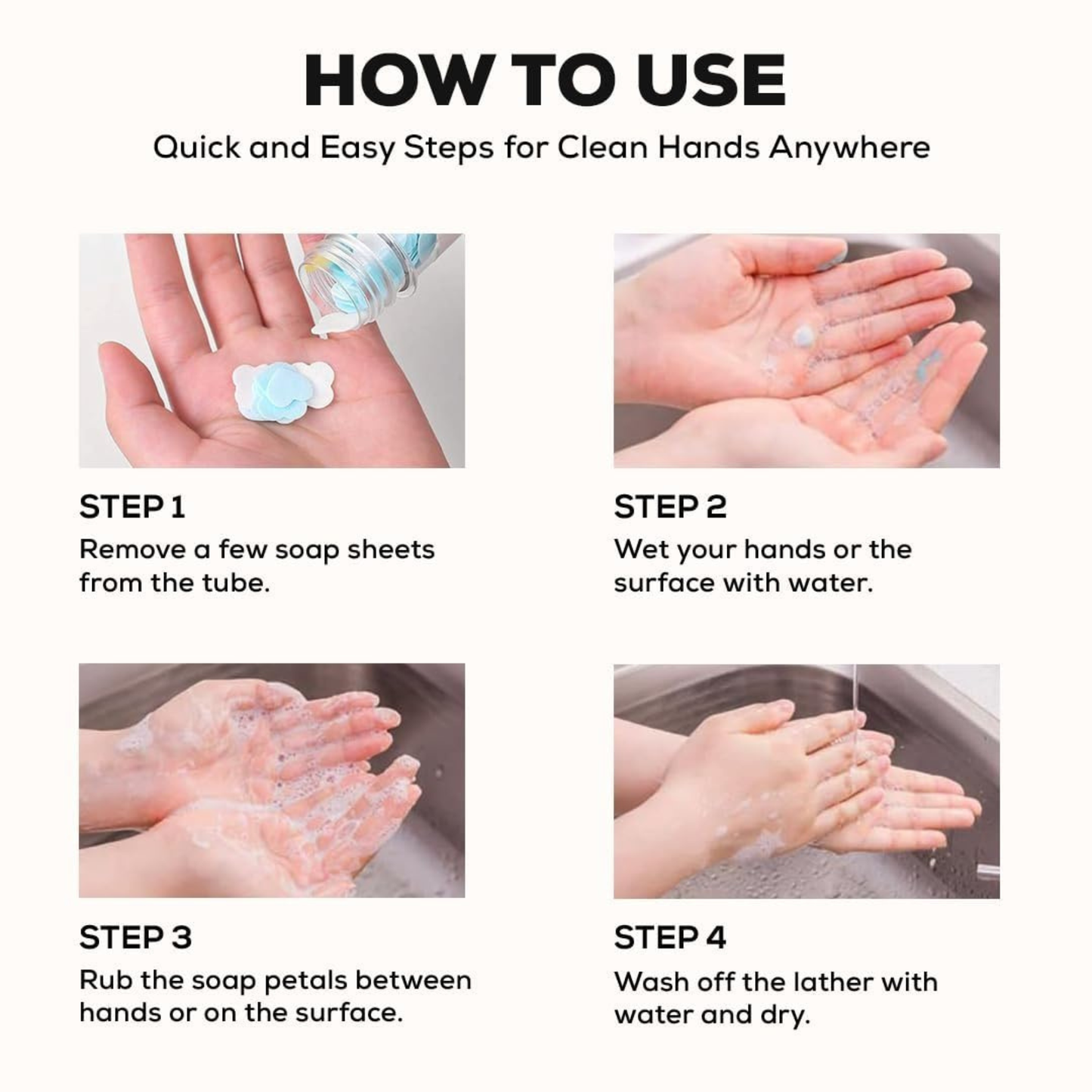 Hugs and Hurts Paper Soap Tube Mixed Fragrances Pack of 3 Disposable Mini Soap Petals in Compact Tubes for Hand Wash Personal Hygiene (3)