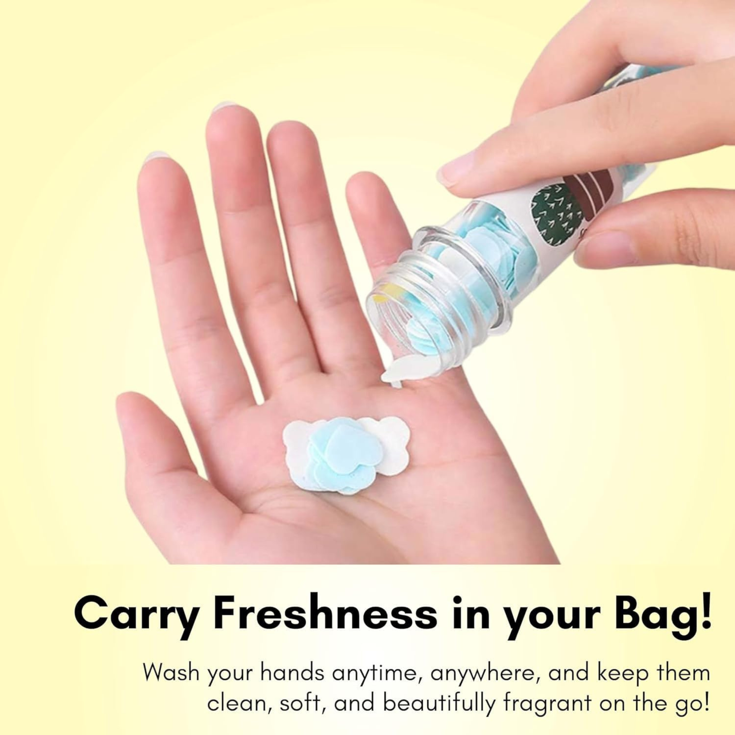 Hugs and Hurts Paper Soap Tube Mixed Fragrances Disposable Mini Soap Petals in Compact Tubes for Hand Wash Personal Hygiene Pack 1